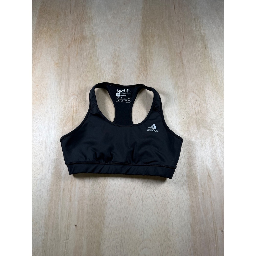 Adidas Techfit Medium Compression Climacool Sports Bra Girls Black Size M 12-14